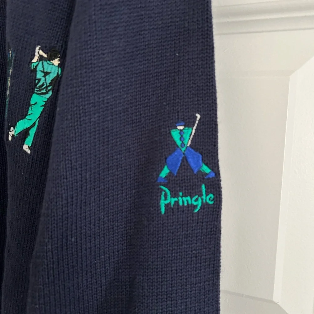 Pringle Vintage Men’s Golf Sweater Navy Blue Yellow Size L